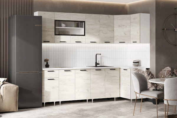 Угловой кухонный гарнитур Рио New 2,6х1,0 м (Миф)